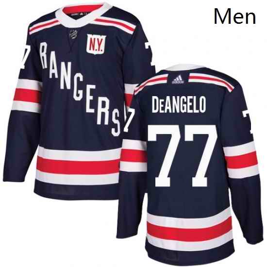 Mens Adidas New York Rangers 77 Anthony DeAngelo Authentic Navy Blue 2018 Winter Classic NHL Jersey